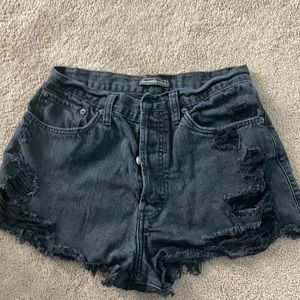 Abercrombie black ripped jeans shorts